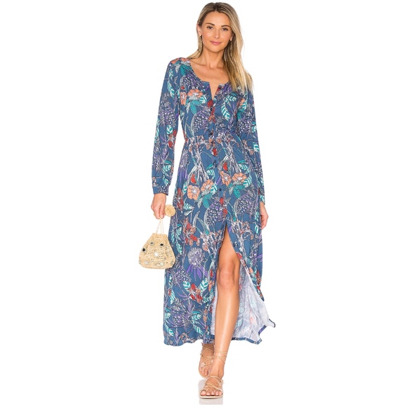 Aila Blue Sz Small Blue Floral Odyssey Maxi Dress - Picture 1 of 7